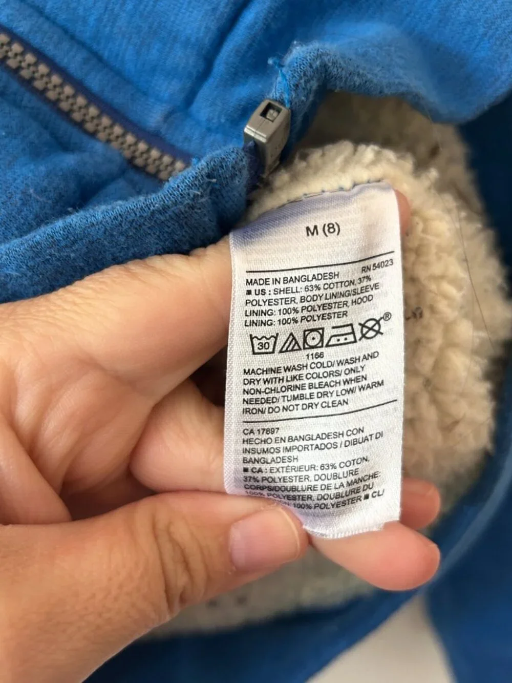 Old Navy Fleece Lined Hoodie Boys Size 8 Blue Full Zip Heavy Pockets